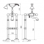 Giulini Giovanni Odessa bateria wannowa wolnostojąca z prysznicem 3900N
