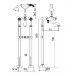 Giulini Giovanni Parigi bateria wannowa wolnostojąca z prysznicem 7300/N
