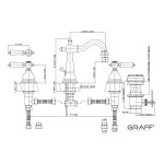 Graff Adley Bateria bidetowa 3-otworowa z korkiem Chrom E-2561-LM15
