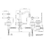 Graff Adley Bateria bidetowa 3-otworowa z korkiem Chrom E-2561-LM34