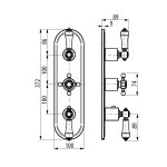 Graff Adley Bateria prysznicowa termostatyczna 3-uchwytowa podtynkowa - element zewnętrzny Chrom E-8087-ALM15C2-T