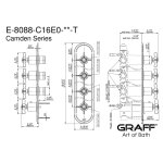Graff Camden Bateria natryskowa termostatyczna 4-uchwytowa podtynkowa - element zewnętrzny Chrom E-8088-LM48C16-T