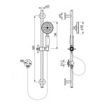 Graff Camden Zestaw natryskowy termostatyczny podtynkowy z deszczownicą Ø 228 mm z zestawem prysznicowym na drążku - element zewnętrzny Chrom CAM03