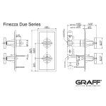 Graff Finezza Due Bateria prysznicowa termostatyczna 2-uchwytowa podtynkowa - element zewnętrzny Chrom E-8149-C15E0-T