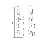 Graff Finezza Due Bateria prysznicowa termostatyczna 4-uchwytowa podtynkowa - element zewnętrzny Chrom E-8179H-1L3C-T