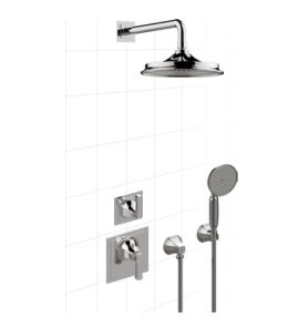 Graff Finezza Uno Zestaw natryskowy termostatyczny podtynkowy z deszczownicą Ø228 mm z zestawem prysznicowym kompletny Chrom UNO02