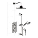 Graff Finezza Uno Zestaw natryskowy termostatyczny podtynkowy z deszczownicą Ø228 mm z zestawem prysznicowym na drążku kompletny Chrom UNO03