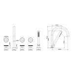 Graff Harley Bateria wannowa 5-otworowa z zestawem prysznicowym Chrom E-6153-LM57B