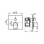 Graff Luna Zawór termostatyczny 3-drożny podtynkowy - element zewnętrzny Chrom E-18043-C14E-T