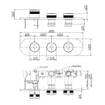 Graff MOD+ Bateria natryskowa termostatyczna 3-uchwytowa podtynkowa - element zewnętrzny Chrom E-8033H-R1-L1-T