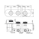 Graff MOD+ Bateria natryskowa termostatyczna 4-uchwytowa podtynkowa - element zewnętrzny Chrom E-8084H-R2-L1-T