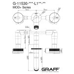 Graff MOD  Bateria umywalkowa 3-otworowa podtynkowa 191 mm - element zewnętrzny Chrom E-11530-R2-L1-T
