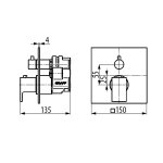 Graff Solar Zawór termostatyczny podtynkowy 3-drożny - element zewnętrzny Chrom E-18043-LM31E-T