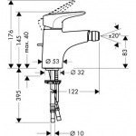  Hansgrohe Metropol E Jednouchwytowa bateria bidetowa z kompletem odpływowym, DN15 Chrom 14270000