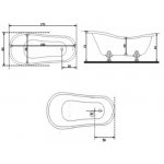 Hidra Ellade Wanna wolnostojąca 170x80 cm biała z białymi nogami D60.001