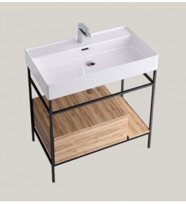 Hidra Faster Kiub Stelaż pod umywalkę 80 cm czarny/dąb rustykalny KSCP80.110