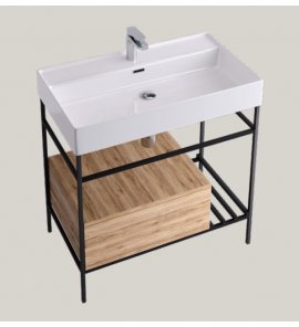Hidra Faster Kiub Stelaż pod umywalkę 80 cm czarny/dąb rustykalny KSCG80.110