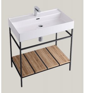 Hidra Faster Kiub Stelaż pod umywalkę 80 cm czarny/dąb rustykalny KSP80.110