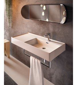 Hidra Faster Kiub Umywalka ścienna 101x46 cm z półką po lewej Biała KI100SX.001