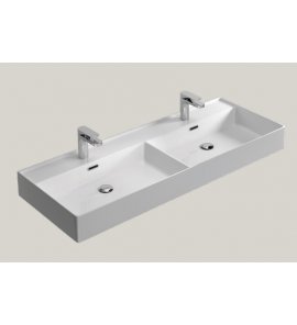 Hidra Faster Kiub Umywalka ścienna podwójna 120x46 cm Biała KI120DV.001