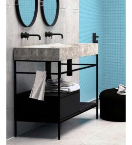 Hidra Faster Kiub Umywalka ścienna podwójna 120x46 cm Ceppo di gre grey KI120DV.100