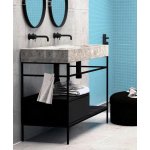 Hidra Faster Kiub Umywalka ścienna podwójna 120x46 cm Ceppo di gre grey KI120DV.100