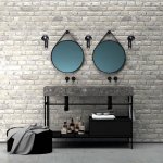 Hidra Faster Kiub Umywalka ścienna podwójna 120x46 cm Ceppo di gre grey KI120DV.100