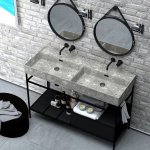 Hidra Faster Kiub Umywalka ścienna podwójna 120x46 cm Ceppo di gre grey KI120DV.100