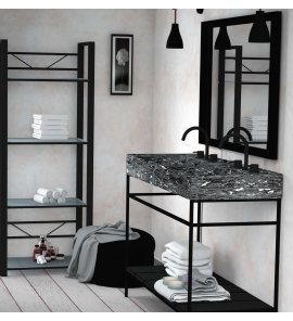 Hidra Faster Kiub Umywalka ścienna podwójna 120x46 cm Ceppo di gre dark KI120DV.99