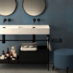 Hidra Faster Kiub Umywalka ścienna podwójna 120x46 cm White matt marble KI120DV.101