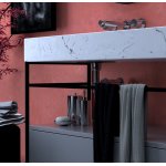 Hidra Faster Kiub Umywalka ścienna podwójna 120x46 cm White matt marble KI120DV.101