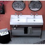 Hidra Faster Kiub Umywalka ścienna podwójna 120x46 cm White matt marble KI120DV.101