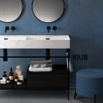 Hidra Faster Kiub Umywalka ścienna podwójna 120x46 cm White matt marble KI120DV.101