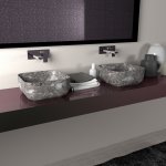 Hidra Gio Evolution Umywalka kwadratowa stawiana na blat 40 cm White matt marble G43E.100