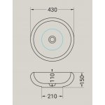 Hidra Tao Umywalka stawiana na blat okrągła 43 cm Biały TA19.001