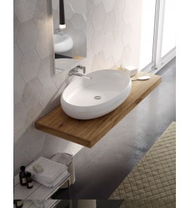 Hidra Tao Umywalka stawiana na blat owalna 60x40 cm Biały TA20.001