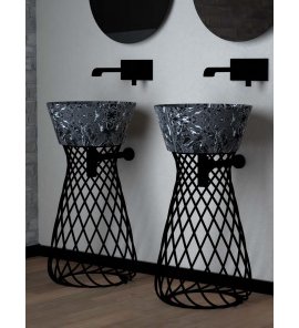 Hidra Wire Umywalka okrągła Ø 430 mm Black matt marble W1.102