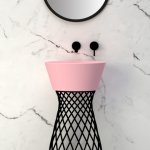 Hidra Wire Umywalka okrągła Ø430 mm z korkiem klik-klak różowa W1.097+P125.097 WYPRZEDAŻ EKSPOZYCJI!!