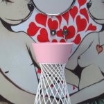 Hidra Wire Umywalka okrągła Ø430 mm z korkiem klik-klak różowa W1.097+P125.097 WYPRZEDAŻ EKSPOZYCJI!!