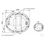 HOESCH Ergo+ Wanna akrylowa owalna wolnostojąca z obudową szklaną w kolorze białym z dedykowanym systemem hydromasażu 2000x1600 biała/chrom 6442S.010305550