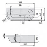 HOESCH Happy D. Wanna akrylowa przyścienna do zabudowy z systemem wodno-powietrznym hydromasażu Reviva II 1800x800 biała 6180E