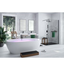 HOESCH iSensi Wanna akrylowa owalna wolnostojąca - typu monoblock z obudową, z przelewem szczelinowym 1800x800 biała 3821.010