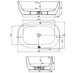 HOESCH iSensi Wanna akrylowa owalna wolnostojąca - typu monoblock z obudową, z przelewem z napełnianiem 1900x1200 chrom 3853.010