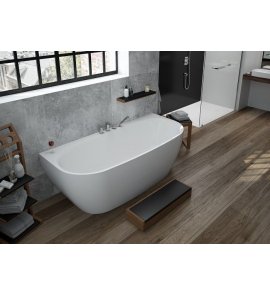 HOESCH iSensi Wanna akrylowa przyścienna - typu monoblock z obudową, z przelewem szczelinowym 1800x800 biała 3833.010