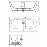 HOESCH iSensi Wanna akrylowa przyścienna - typu monoblock z obudową, z przelewem z napełnianiem 1800x800 chrom 3863.010