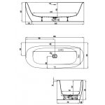 HOESCH iSensi Wanna akrylowa przyścienna/narożna prawa - typu monoblock z obudową, z przelewem szczelinowym 1800x800 biała 3835.010