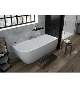 HOESCH iSensi Wanna akrylowa przyścienna/narożna prawa - typu monoblock z obudową, z przelewem z napełnianiem 1800x800 chrom 3865.010