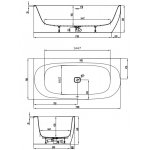 HOESCH iSensi Wanna akrylowa przyścienna/narożna lewa - typu monoblock z obudową, z przelewem szczelinowym 1900x900 biała 3825.010