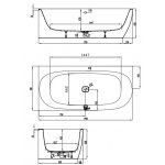 HOESCH iSensi Wanna akrylowa przyścienna/narożna lewa - typu monoblock z obudową, z przelewem z napełnianiem 1900x900 chrom 3855.010