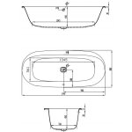 HOESCH iSensi Wanna akrylowa owalna do zabudowy z systemem wodno-powietrznym hydromasażu Reviva II 1800x800 biała 3837E